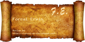 Forrai Ervin névjegykártya