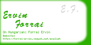 ervin forrai business card